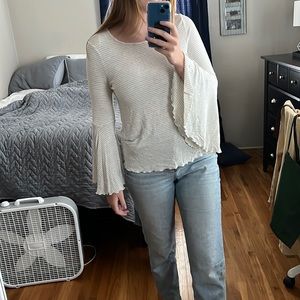 LC Lauren Conrad Women’s Striped Bell Sleeve Top